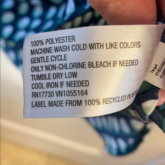 Green, Navy and White Tie Dressy Top SzL - Picture 5 of 7